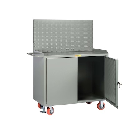 Little Giant Mobile Bench Cabinets, 36"W, Pegboard Panel Doors, Steel Top, Pegboard MB-36-PBD-FL-PB